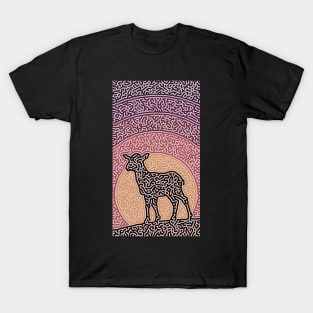 Abstract Background of Magical Scenery with Goat Silhouette T-Shirt